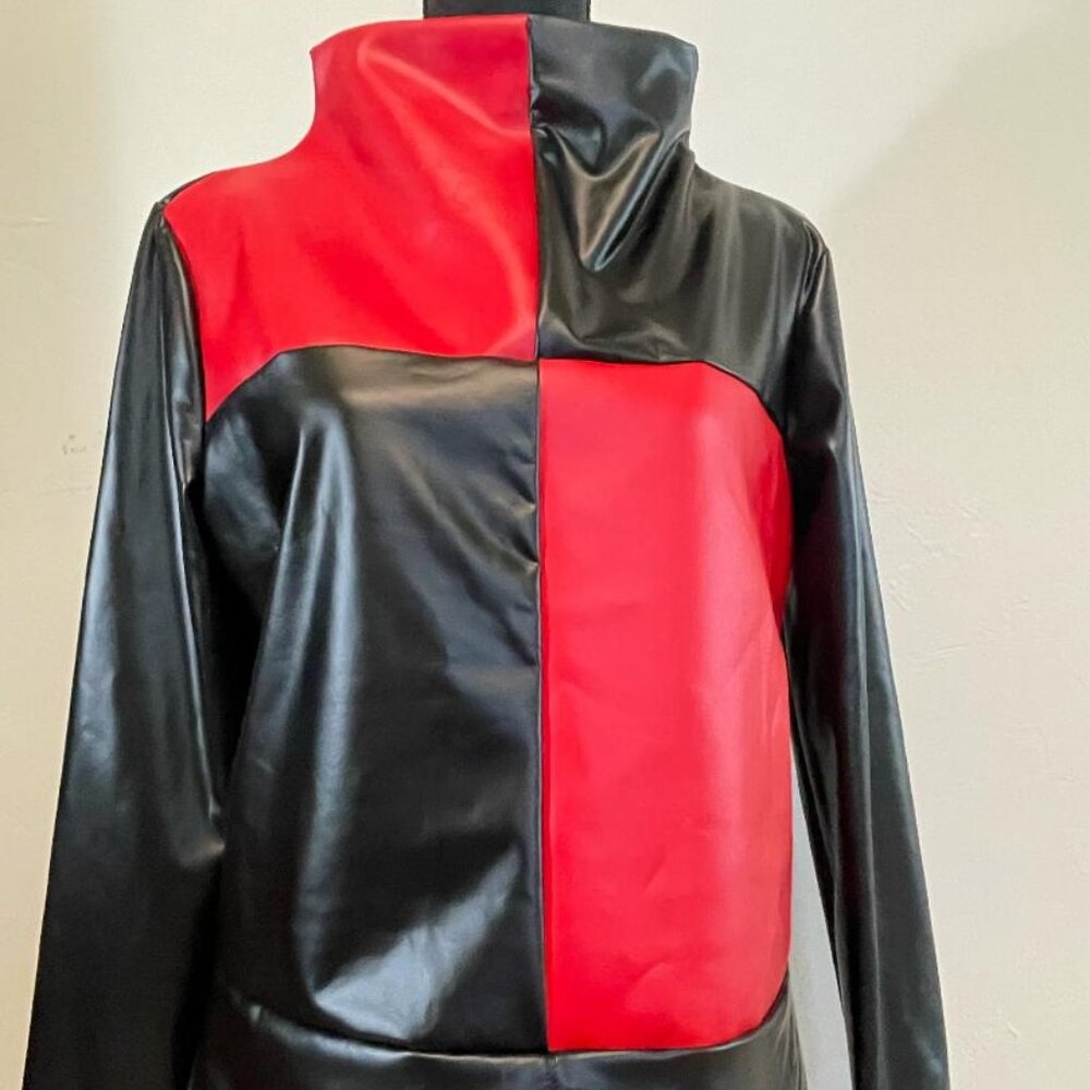 Faux leather look top